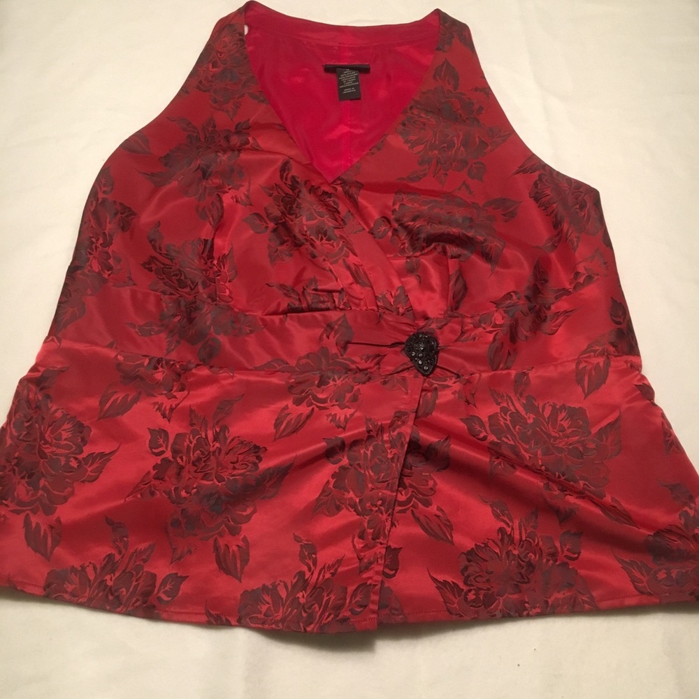 Lane Bryant Red Brocade Vest
